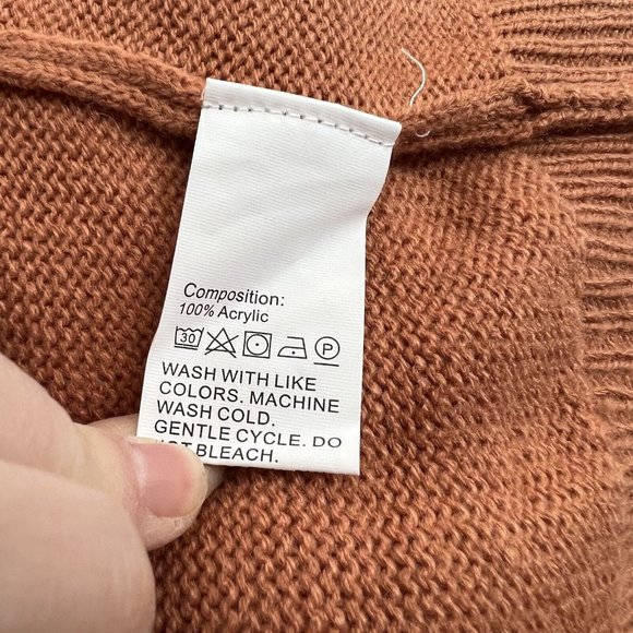 SHEIN Slouchy Sweater Cropped Oversized 3/4 Sleeve Size Large L Orange - Picture 4 of 5